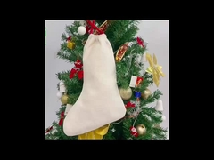 Heavy Thick 380gsm Linen Sublimation Christmas Stockings With Red Cotton Cords