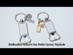 Fathers Day Gift Diy Custom Metal Keychain Sublimation Beer Bottle Opener Key Chain