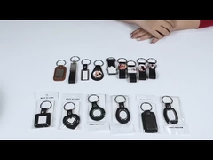 Promotional Gift Metal Sublimation Keychain With Leather Strap Sublimation Leather Keychain Blanks