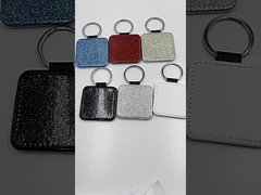 Leather Sublimation Keychain Colorful Blank Single Sided Glitter Keychain Custom Key Tag