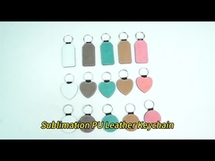 PU Sublimation Heart Keychain Blank Custom Logo Double Side Printing Sublimation Leather Keychain