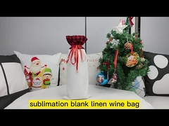 Blank Sublimation Wine Bag Customized Linen Sublimation Wine Bottle Bag For Christmas Gifts