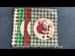 Sublimation Christmas Blanks Santa Sack Drawstring Buffalo Plaid Linen Sublimation Christmas Sacks