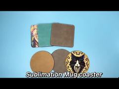 Custom Print Logo Sublimation Blanks Coasters Round Square Colorful PU Leather Sublimation Coaster
