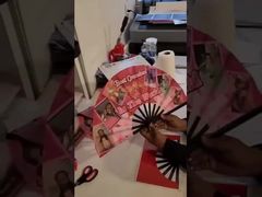 13 Inch Silver Glitter Blank Polyester Sublimation Fan Foldable Sublimation Hand Fans