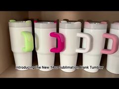 Stainless Steel Insulated 14oz Sublimation Handle Car Cup Portable Sublimation Travel Mug With Straw
