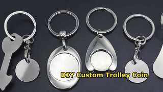 Custom Metal Trolley Coin Keychain DIY Sublimation